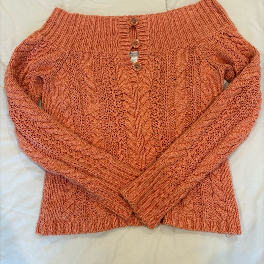 American Eagle Outfitters Off-the-Shoulder Sweater - Coral